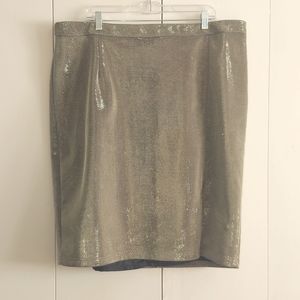 Ashley Stewart Metallic Gold Shimmer Pencil Skirt Size 24 NWT